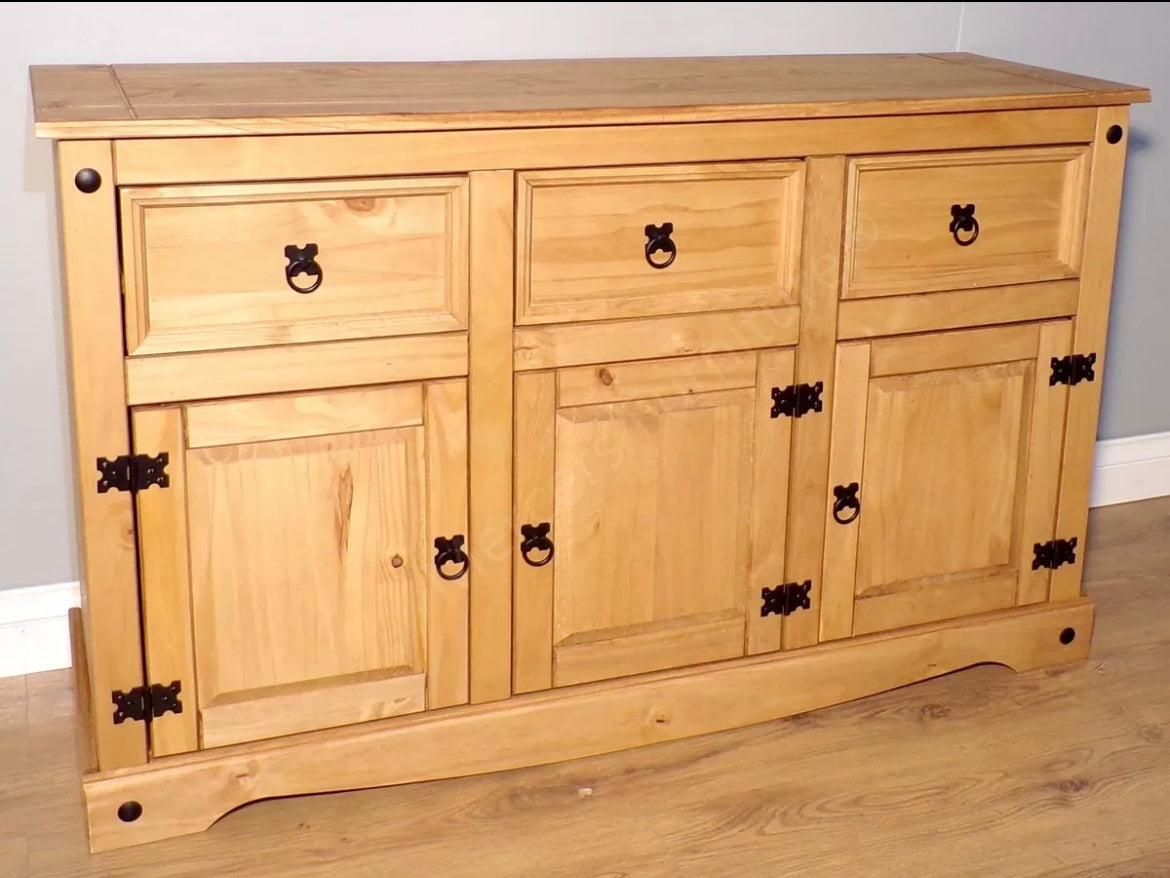 Large Traditional Wooden Sideboard with 3 Doors and 3 Drawers