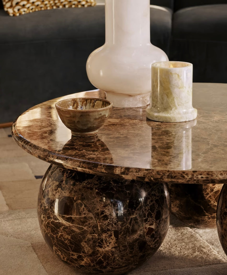 Oxley Coffee Table, Dark Emperador Marble