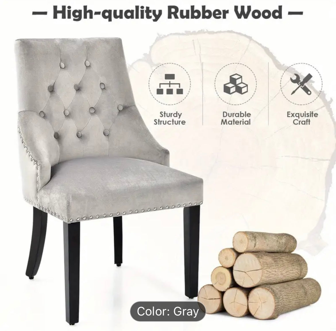 Cotswolds Silver High Wing Ring Backed Dining Chair