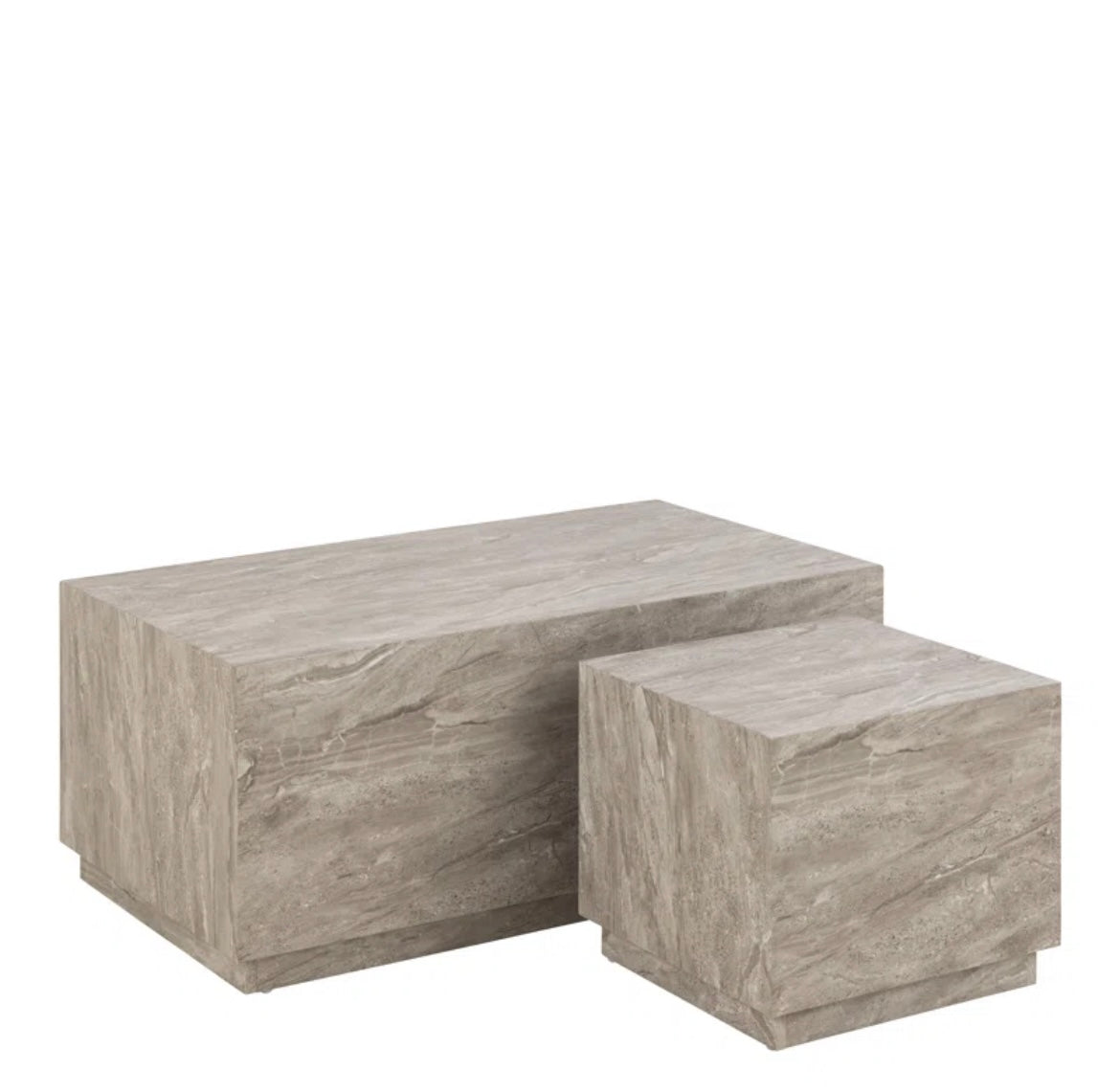 Grey Stone Look Coffee / Nesting Table Cube Set