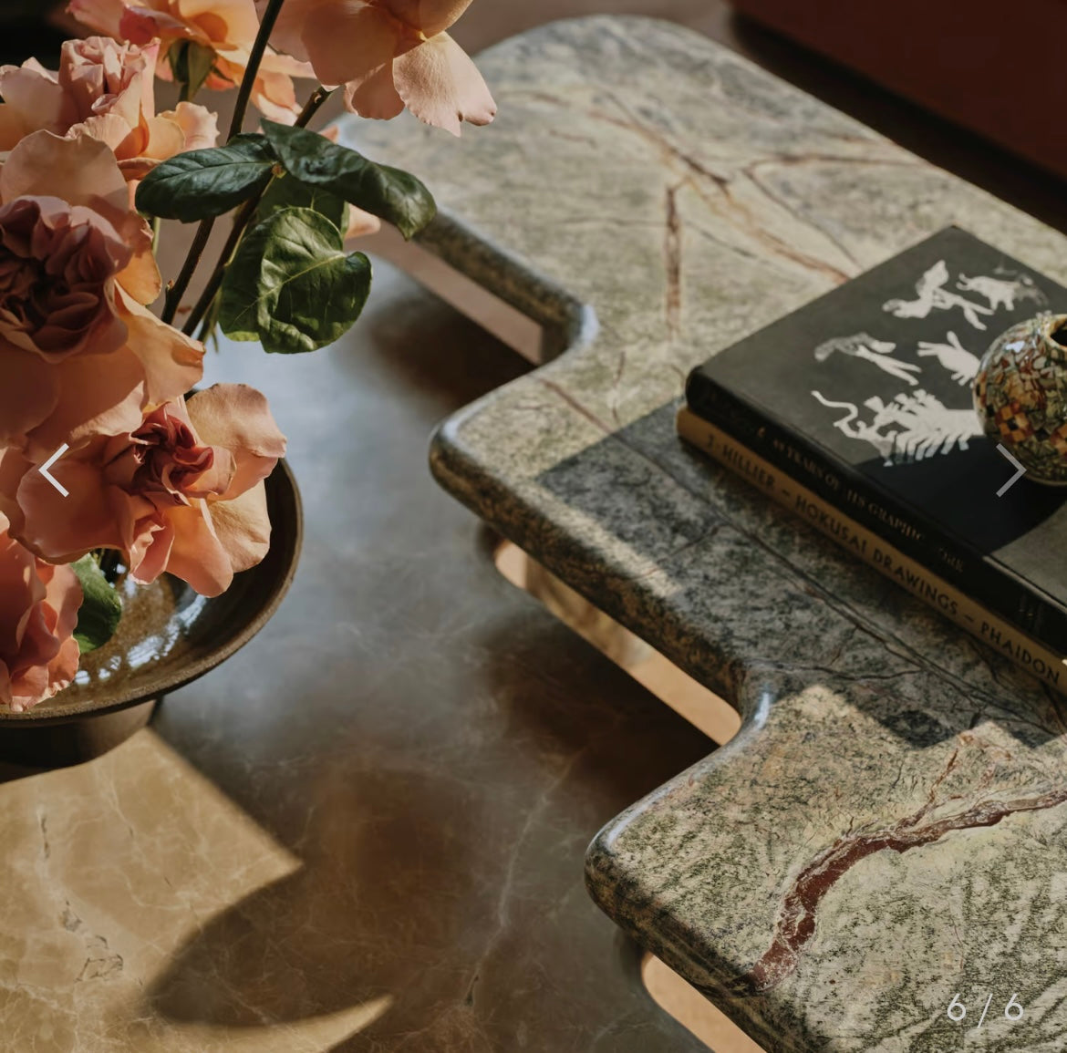 Soho Home Jada Coffee Table Set, Light Emperador and Verde Bosque Marble