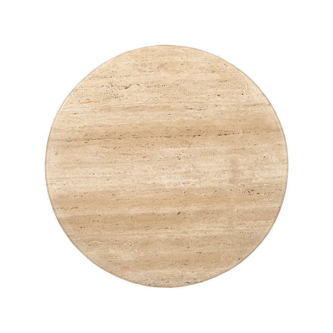Chloe Coffee Table, Travertine Surface, 3 Ball Leg Base