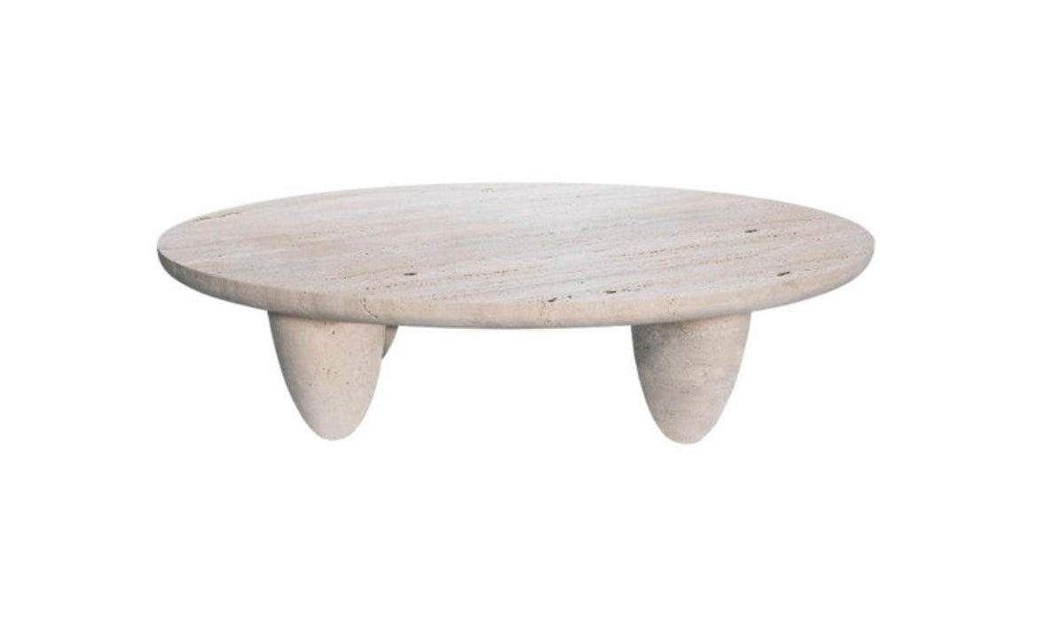Organic Modern Round Travertine Coffee Table Travertine