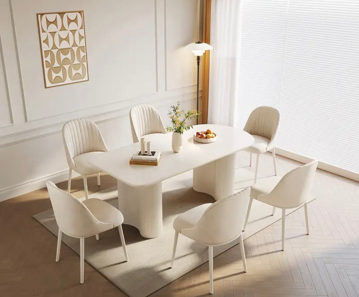 Minimalistic White ModernDining Table Seats 4-6