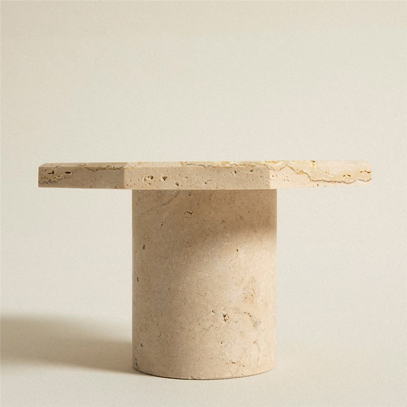 Travertine Sand Stone Side Tables Collection, Natural Stone End Tables