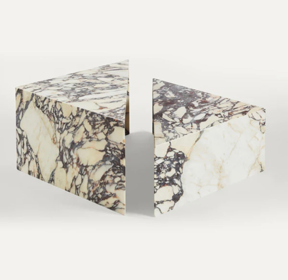 Triangular Calcatta Marble Coffee Table Set