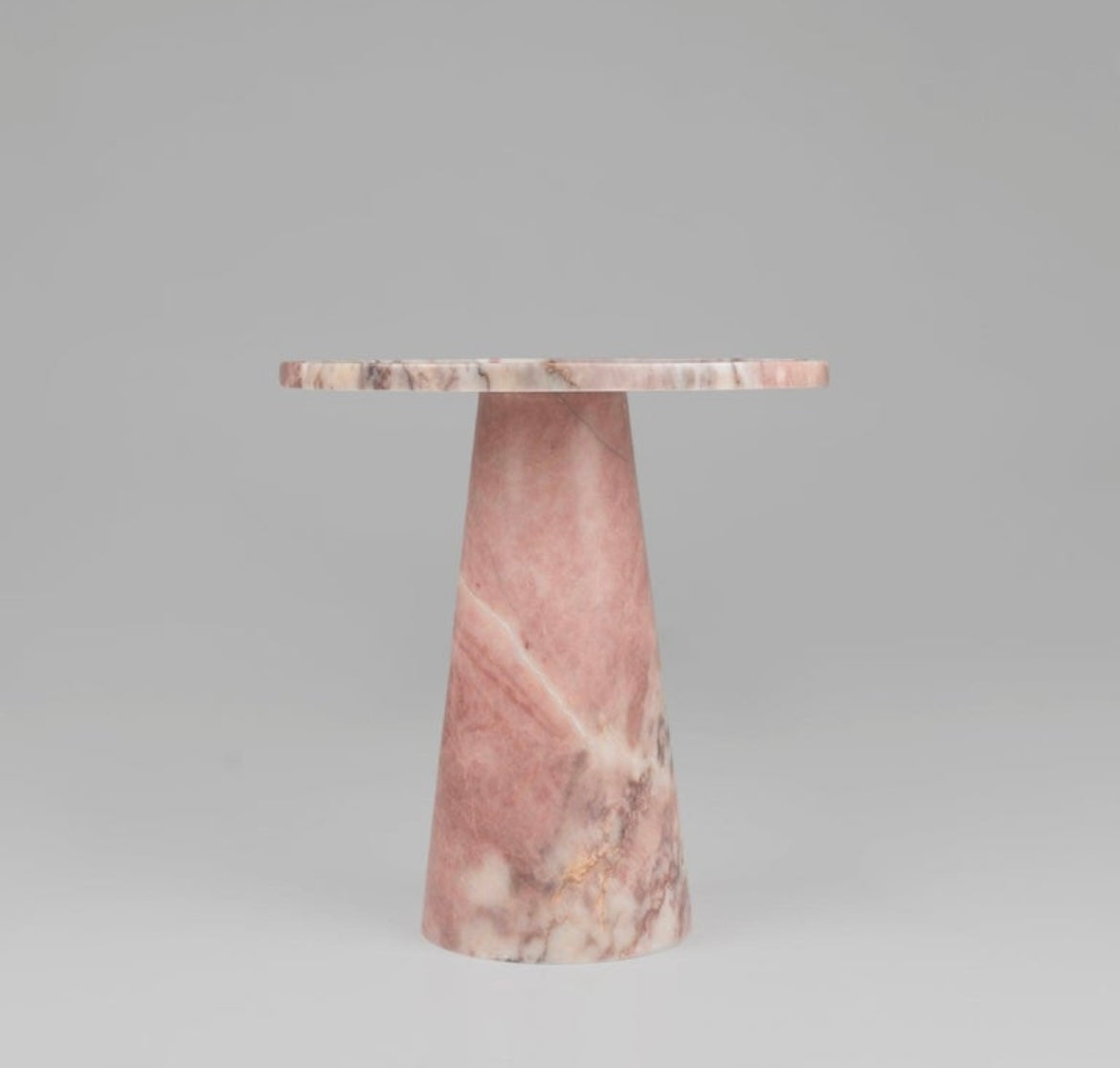 Pink Marble Pedestal Cone Side Table
