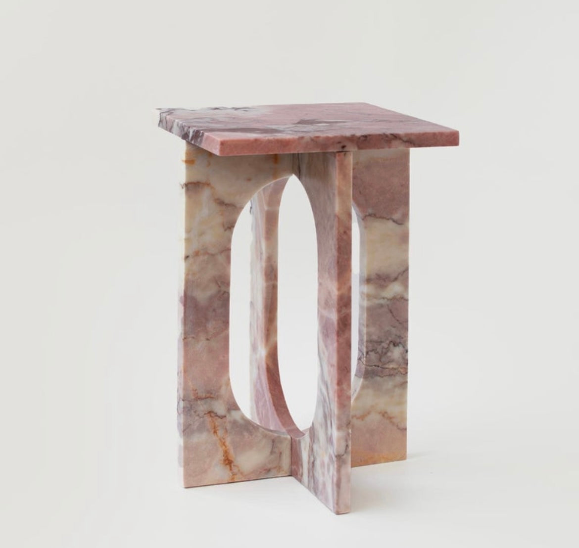 Pink Marble Contemporary Side Table