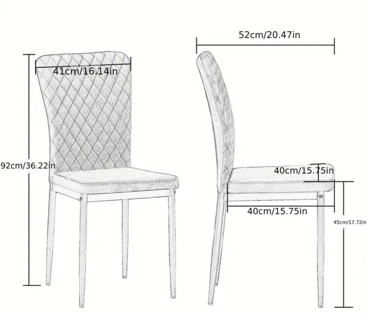 Dining Chairs Set of 6- Velvet Armless High Back Upholstered Soft Seat with Black Metal Legs for Dining Room, Kitchen Room
