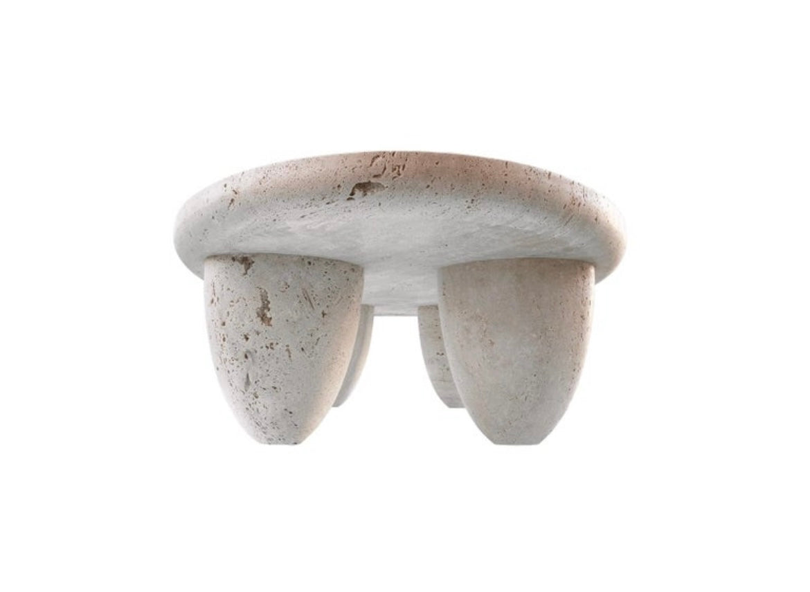 Organic Modern Round Travertine Coffee Table Travertine