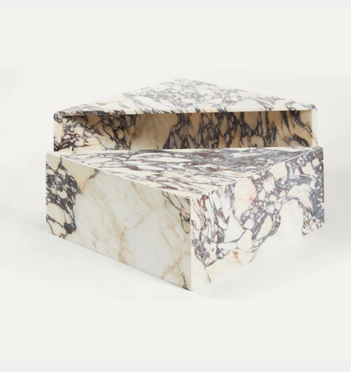 Triangular Calcatta Marble Coffee Table Set