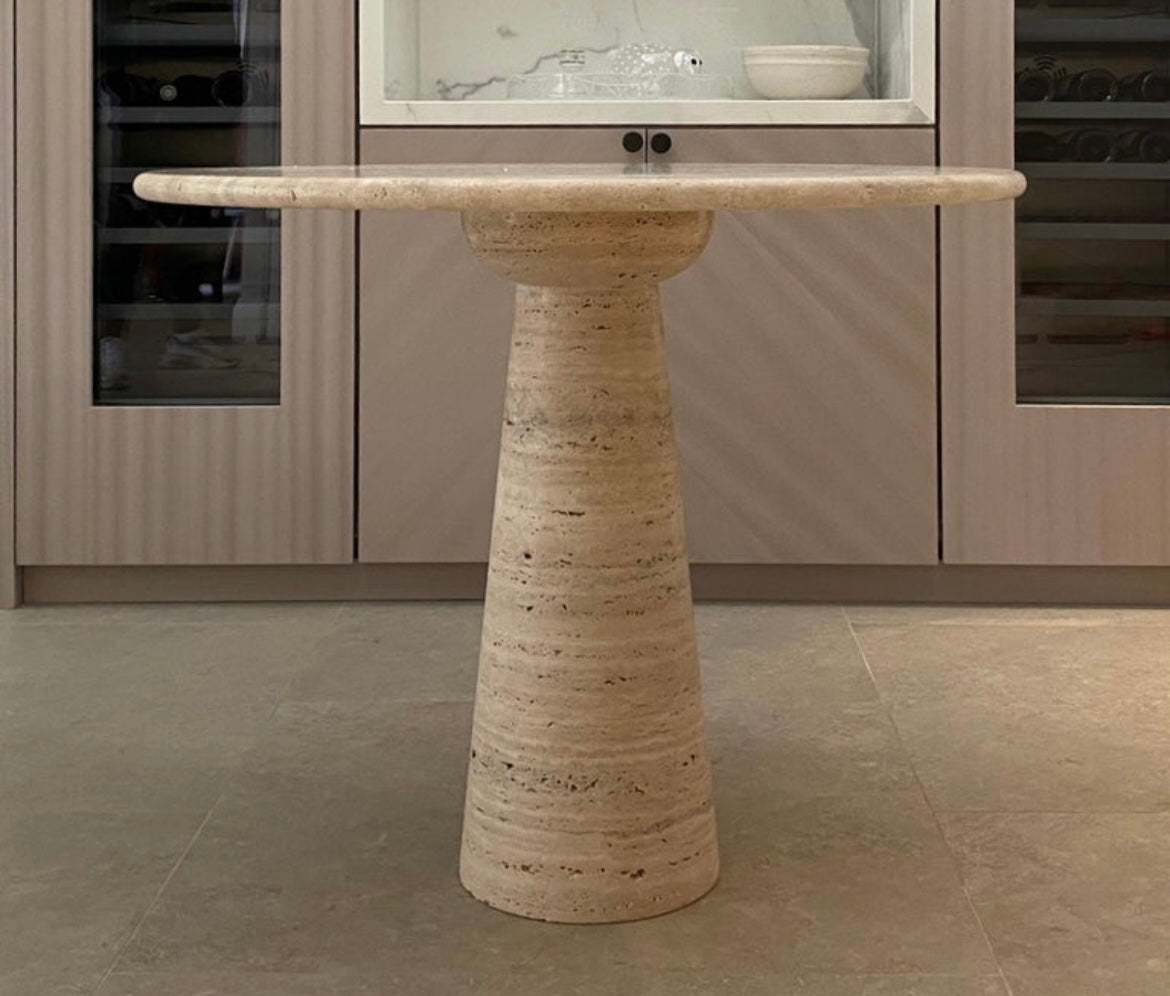 Bespoke Round Italian Travertine Dining Table