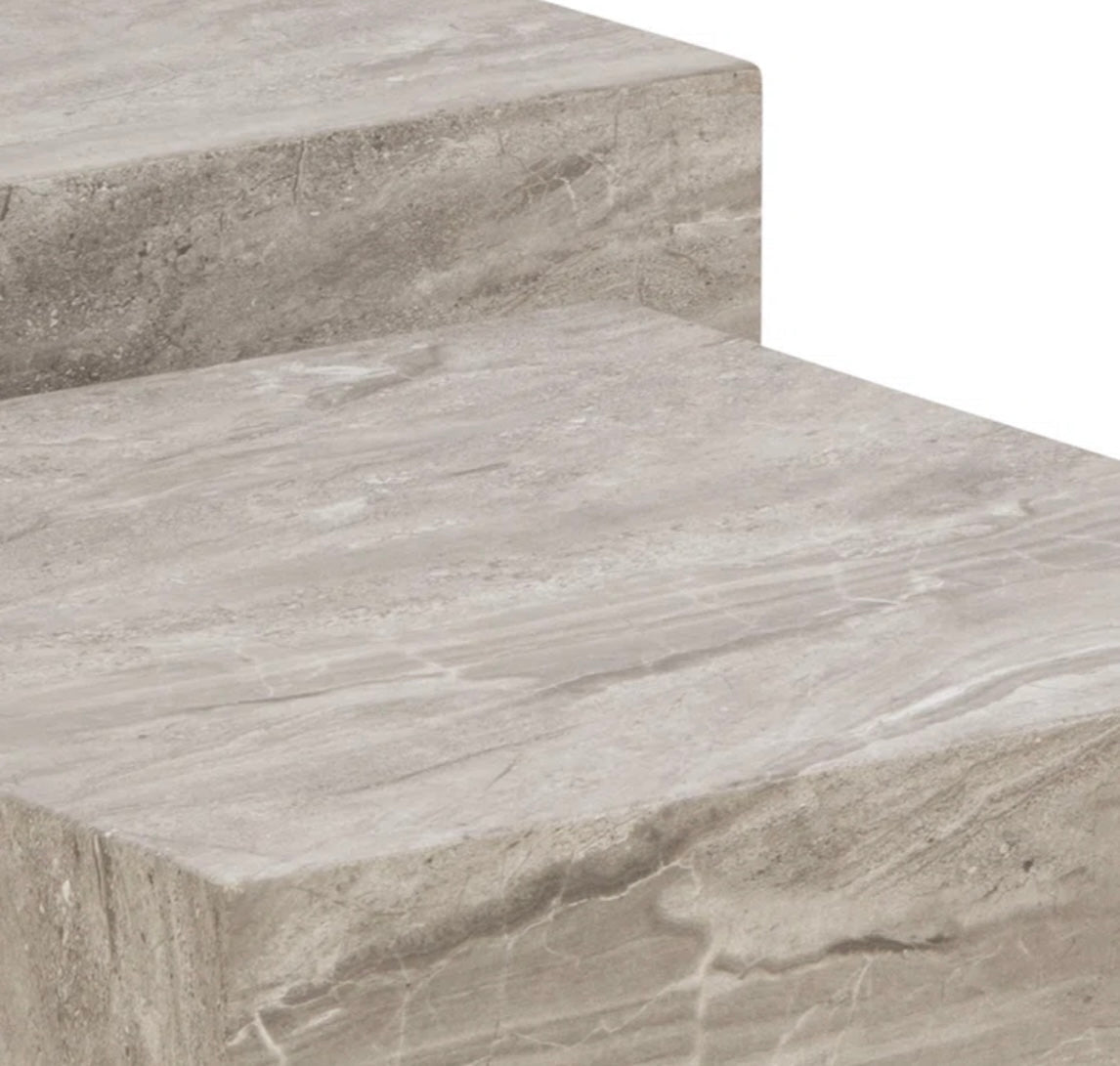 Grey Stone Look Coffee / Nesting Table Cube Set