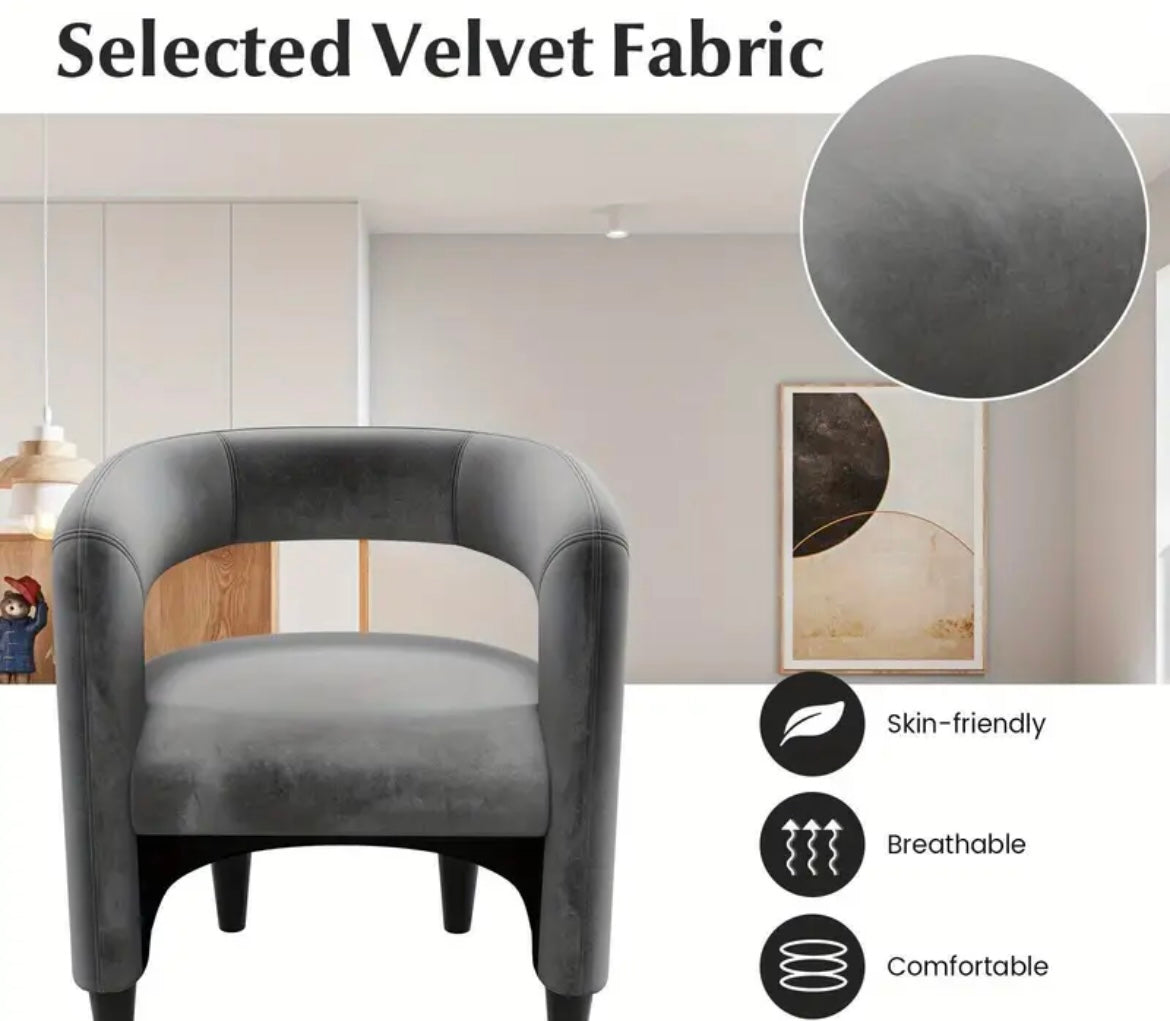Grey Barrel Accent Upholstered Velvet Armchair and Ottoman Set