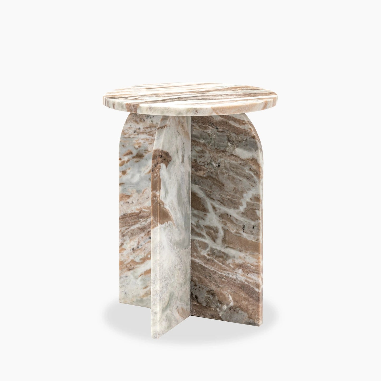 Round Brown Marble End Tables