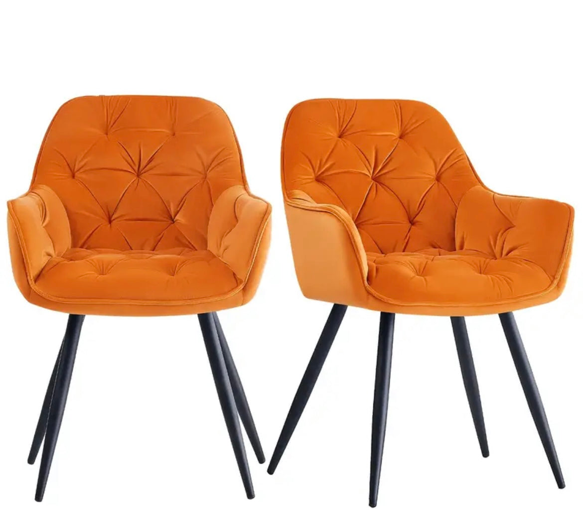 Sets of Velvet Upholstered Dining Chairs, Armchairs