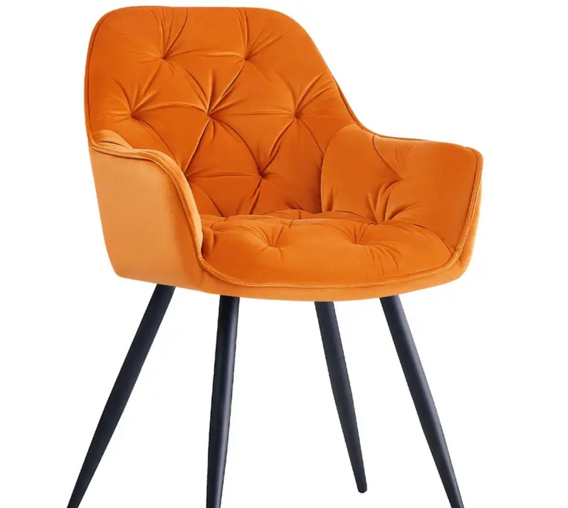 Sets of Velvet Upholstered Dining Chairs, Armchairs