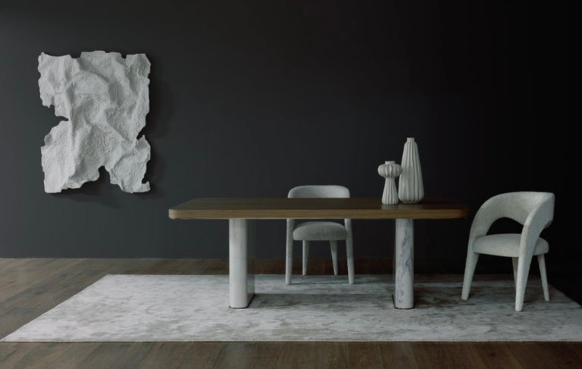 Modern Laurence Dining Chairs, Velvet Leather Handmade in Portugal