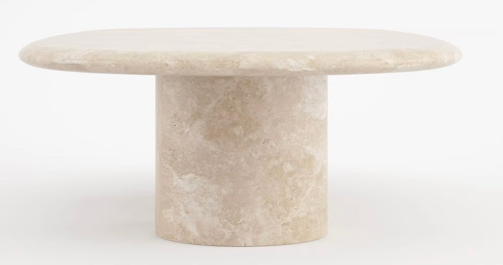Classic Beige Oval Travertine Coffee Table