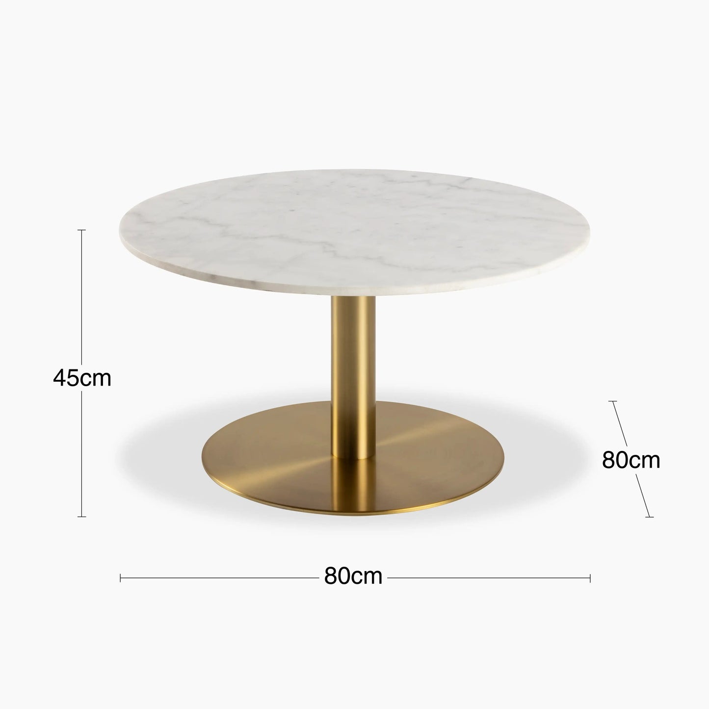 Round White Marble Kitchen Dining Table with Round Gold Brass Base