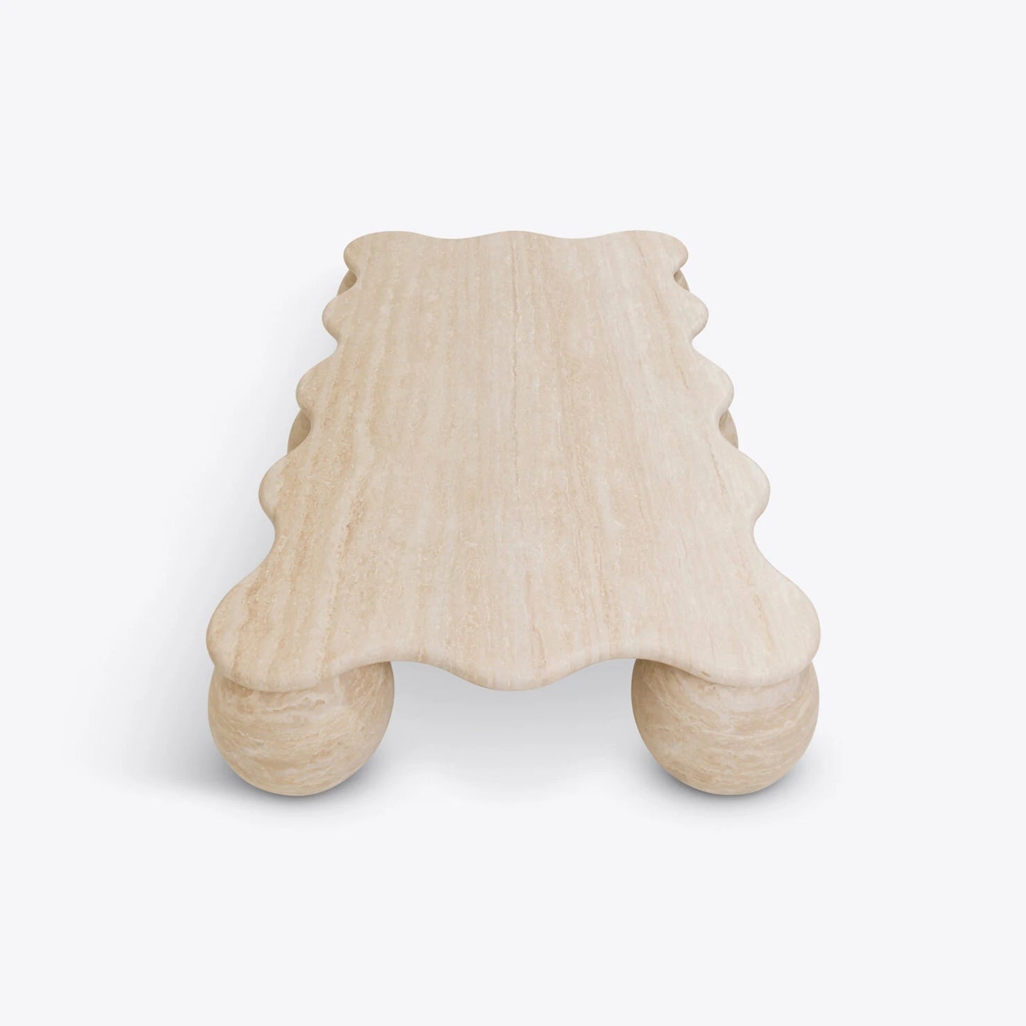 Travertine Sphere Base, Rectangle Shaped Coffee Table