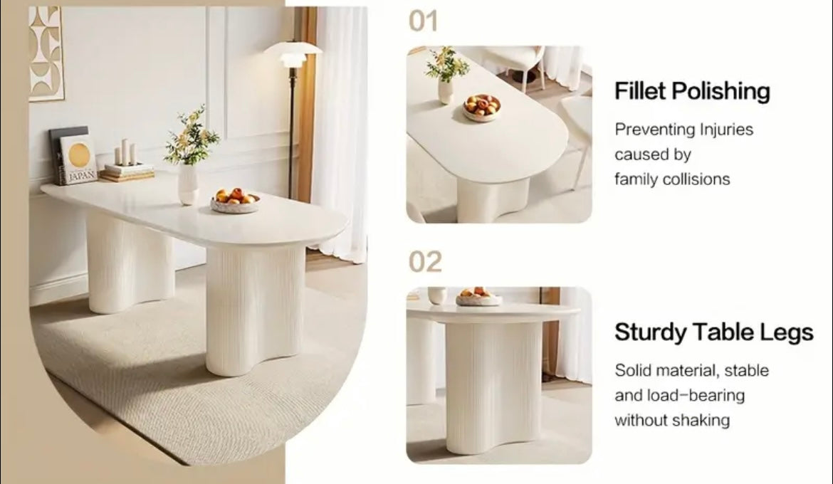 Minimalistic White ModernDining Table Seats 4-6