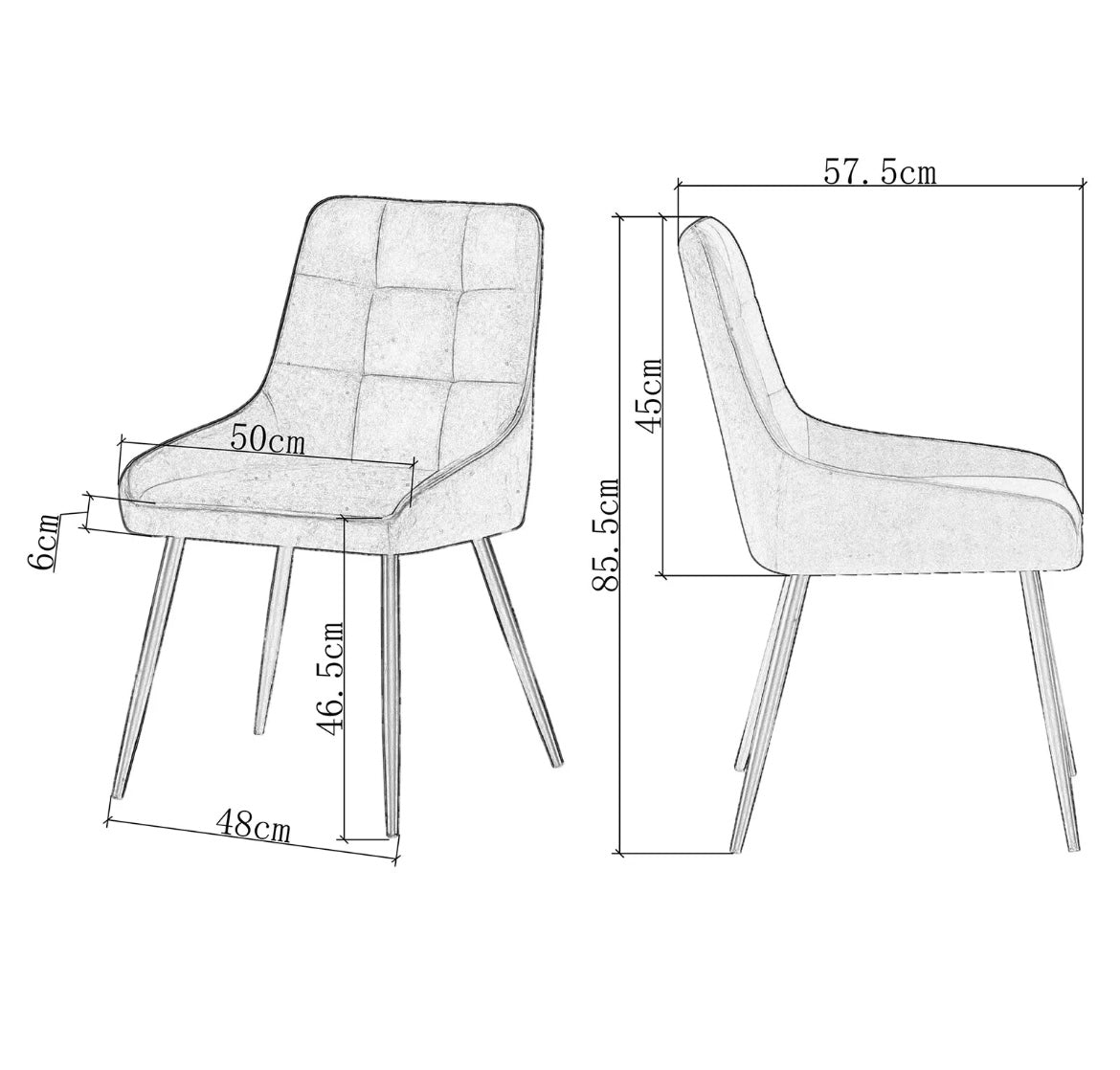 Set of 2 / 4 Brown Leather Padded Dining Chairs