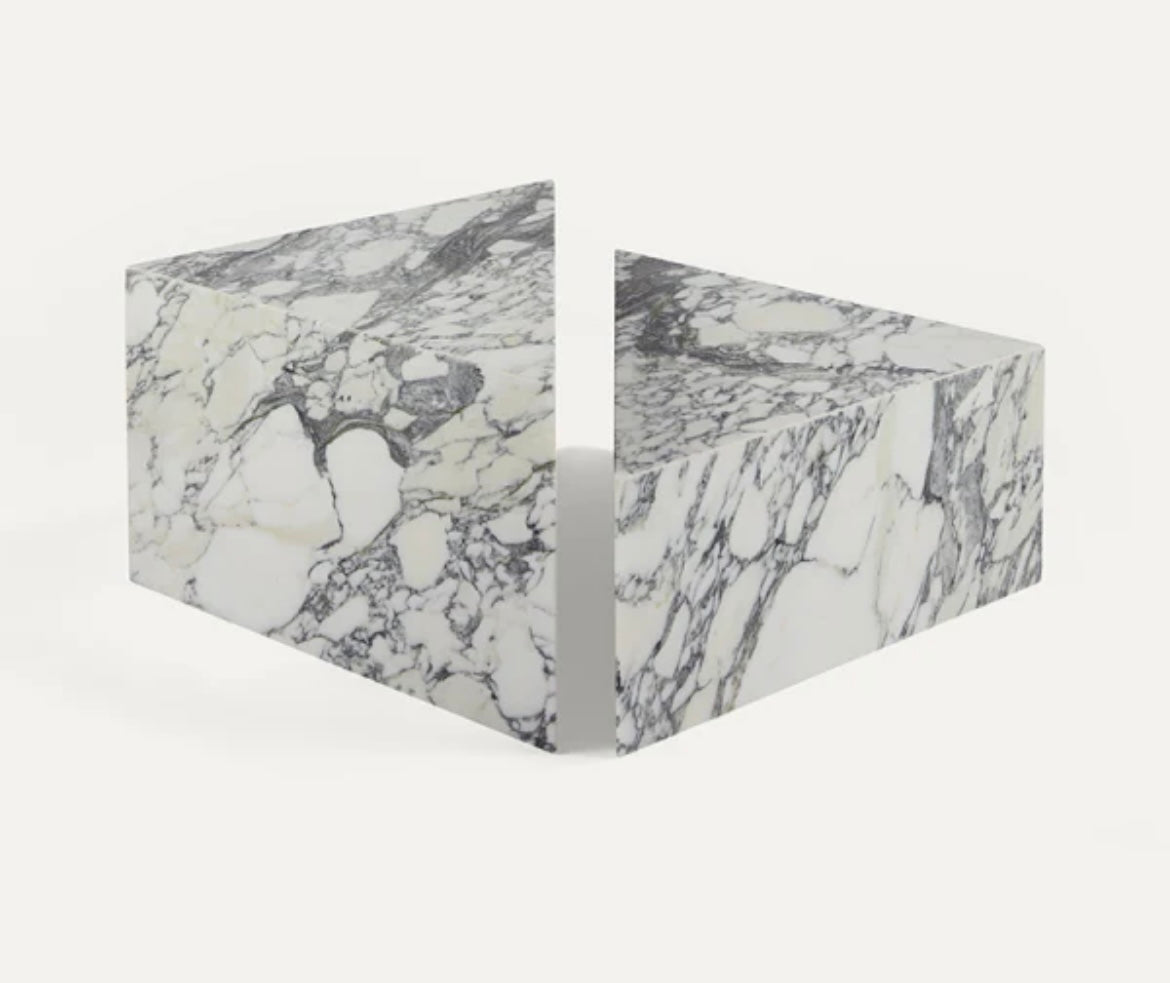 Triangular Calcatta Marble Coffee Table Set