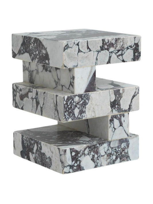 Calacatta Viola Marble Cubed Side / End Bedside Table