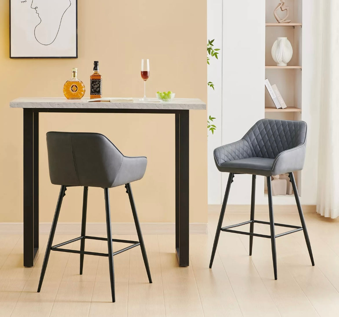 Sets of 2 Velvet High Chairs , Kitchen Island Stools
