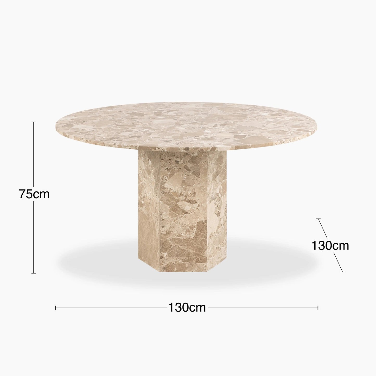4 Seat Round Latte Marble Dining Table