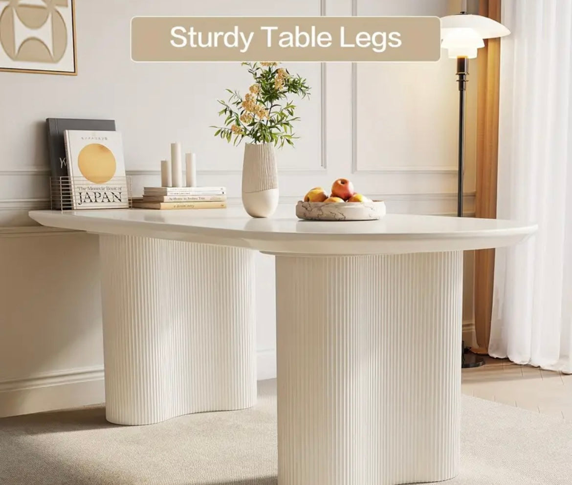 Minimalistic White ModernDining Table Seats 4-6