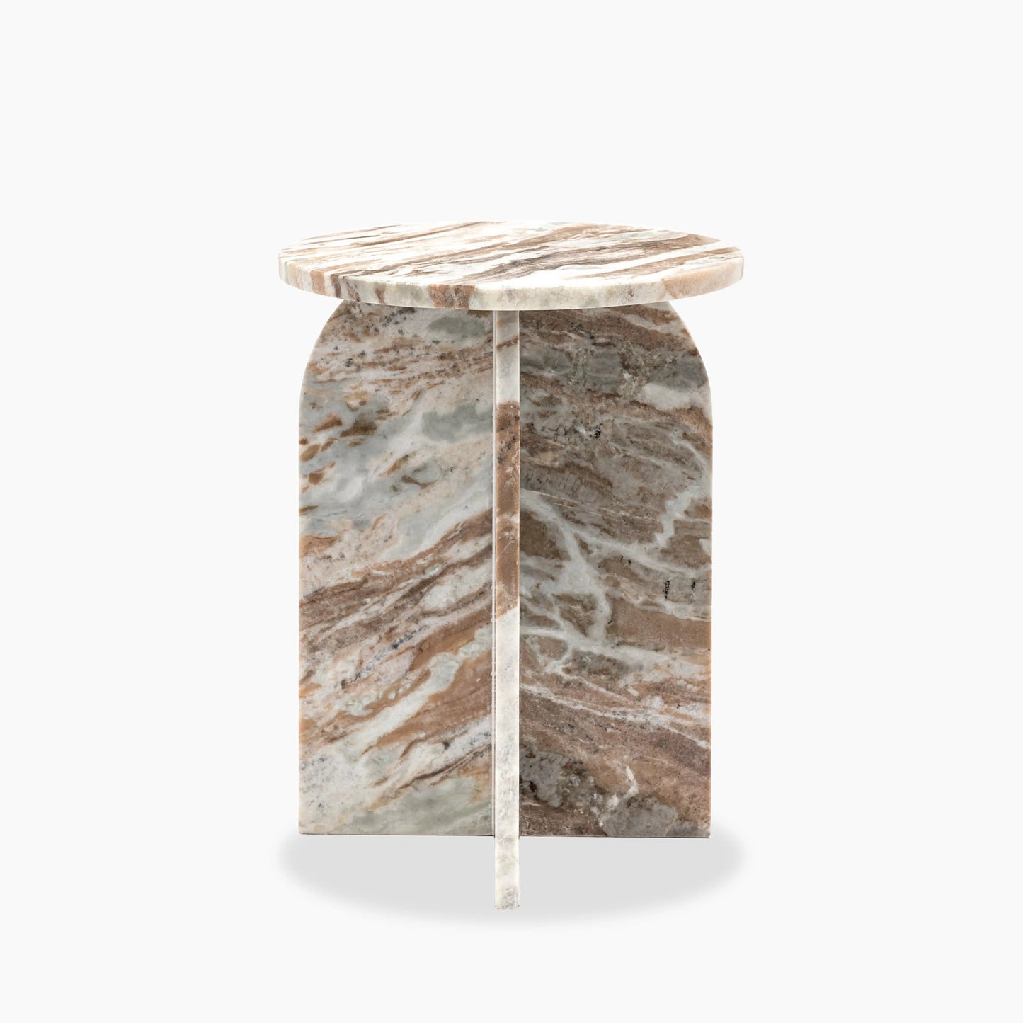 Round Brown Marble End Tables