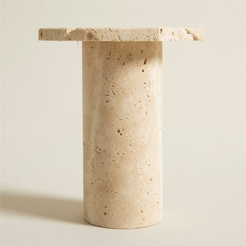 Travertine Sand Stone Side Tables Collection, Natural Stone End Tables