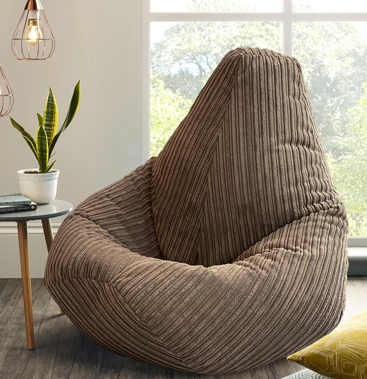 XXL Filled Cord Highback Beanbag Chair, Bean Bag in Jumbo Cord
