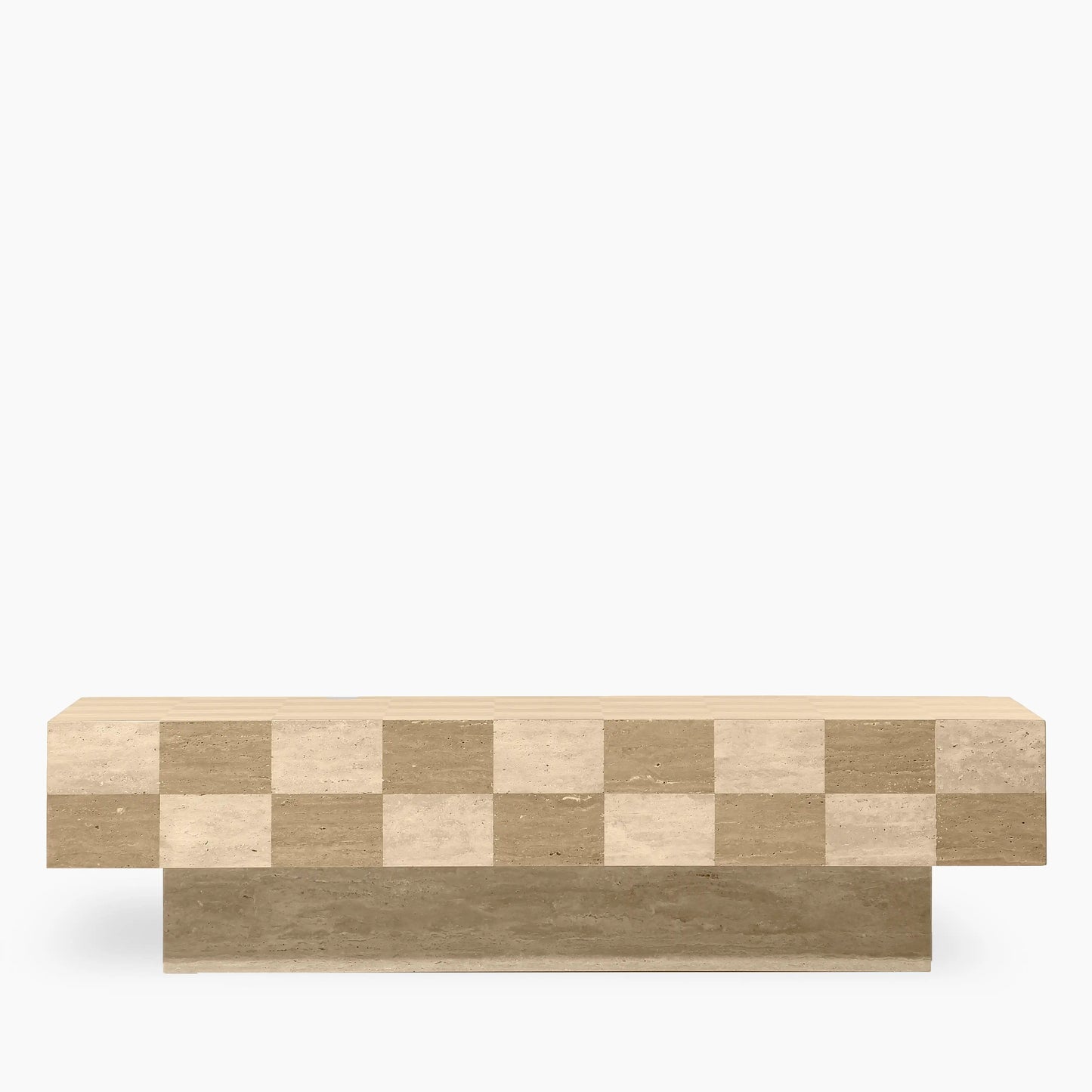 Natural Travertine Rectangle Check Coffee Table