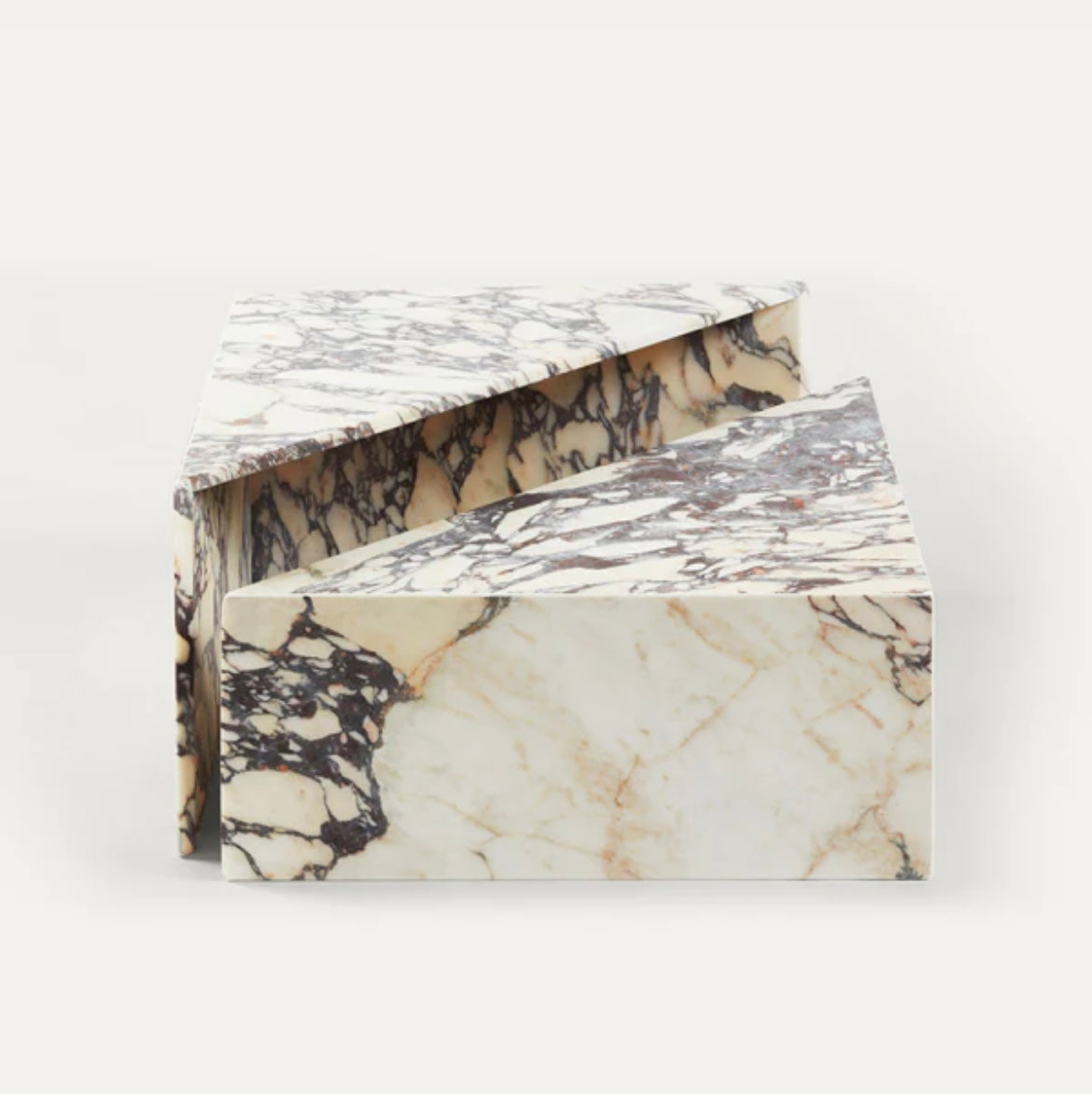 Triangular Calcatta Marble Coffee Table Set