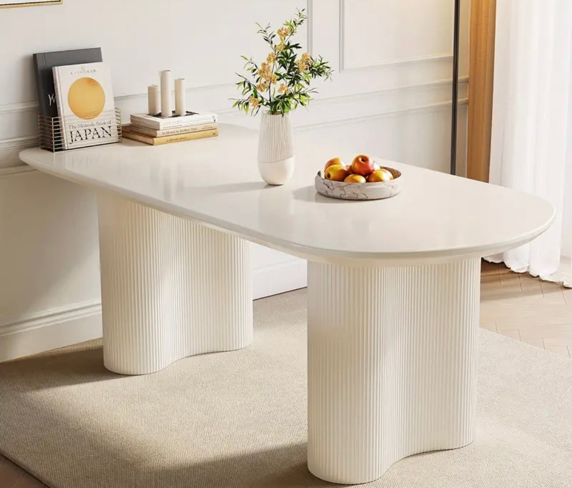 Minimalistic White ModernDining Table Seats 4-6