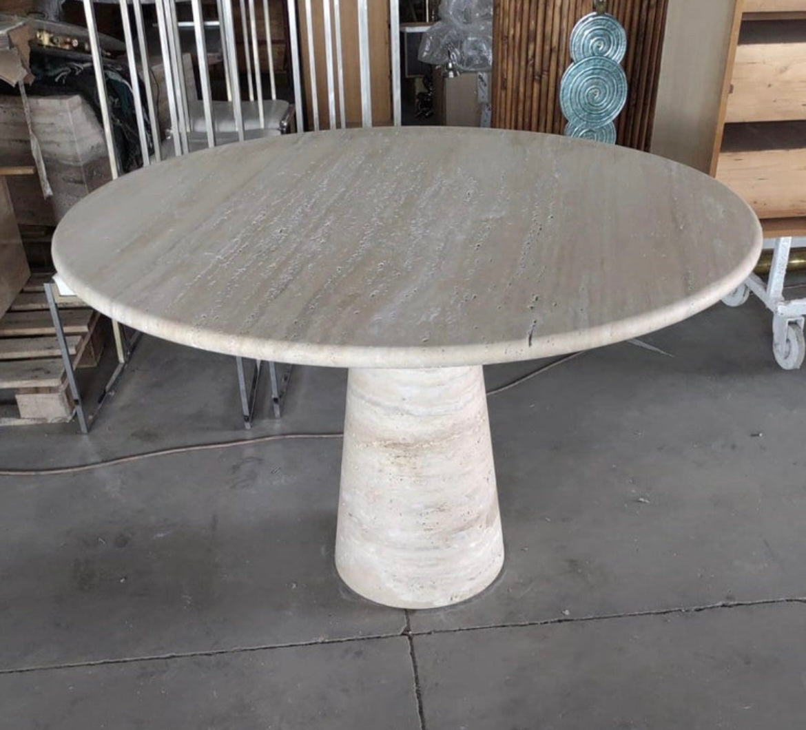 Bespoke Round Italian Travertine Dining Table