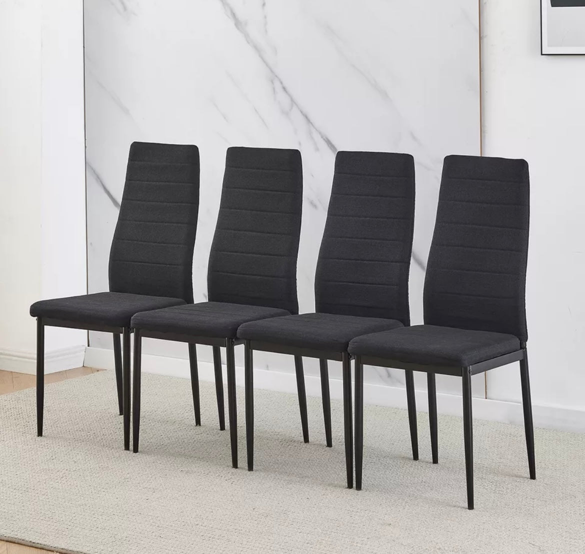 Sets of Dining Chairs Side Chairs High Back Velvet/Faux Leather Padded Seats