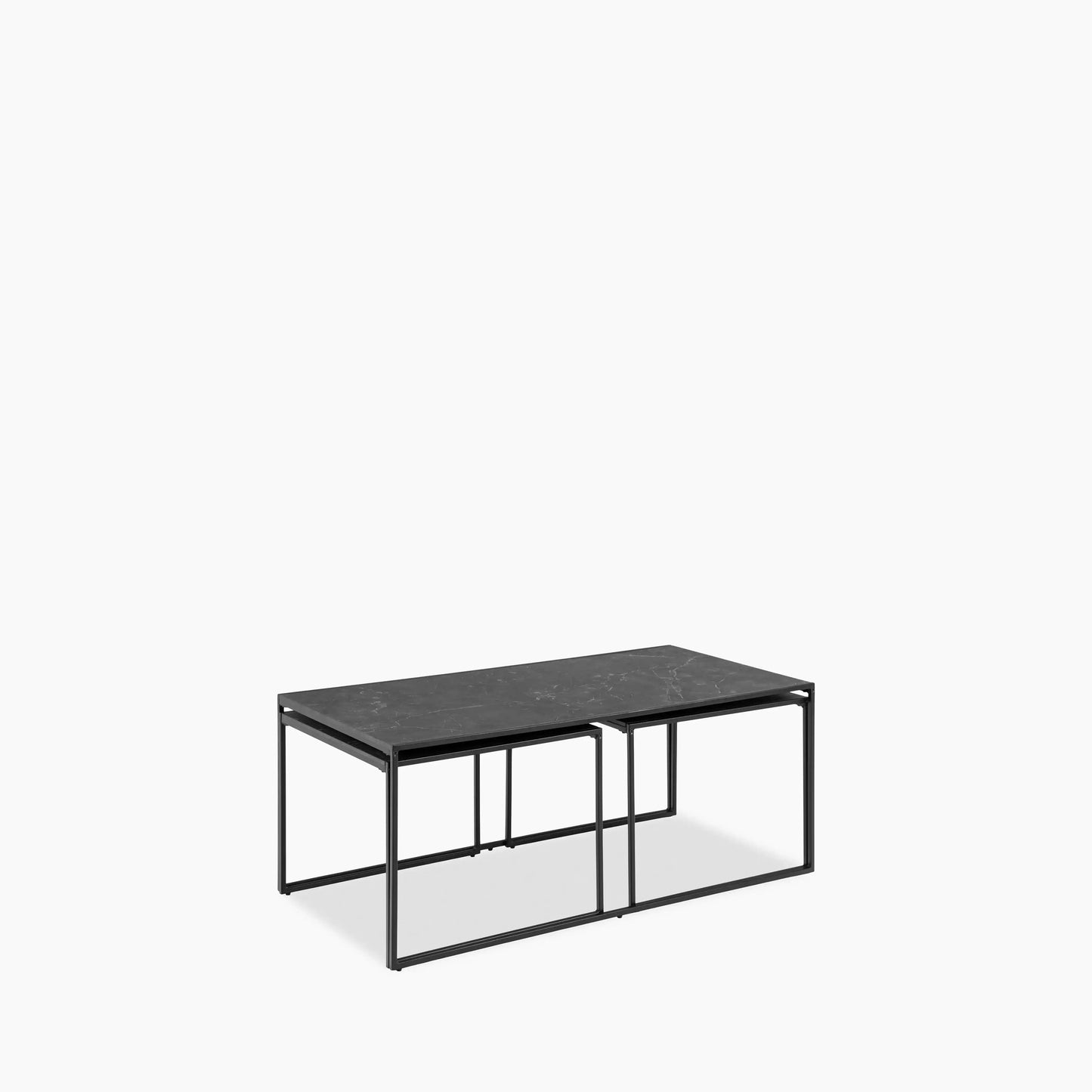 Set of 3 Black Marble Top Rectangle Nesting Tables
