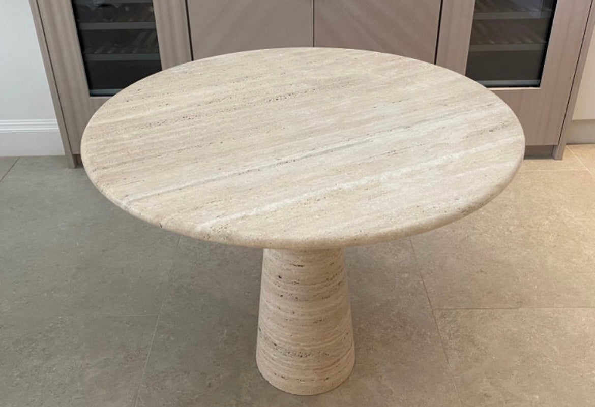 Bespoke Round Italian Travertine Dining Table