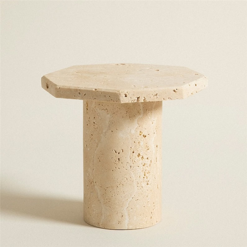 Travertine Sand Stone Side Tables Collection, Natural Stone End Tables
