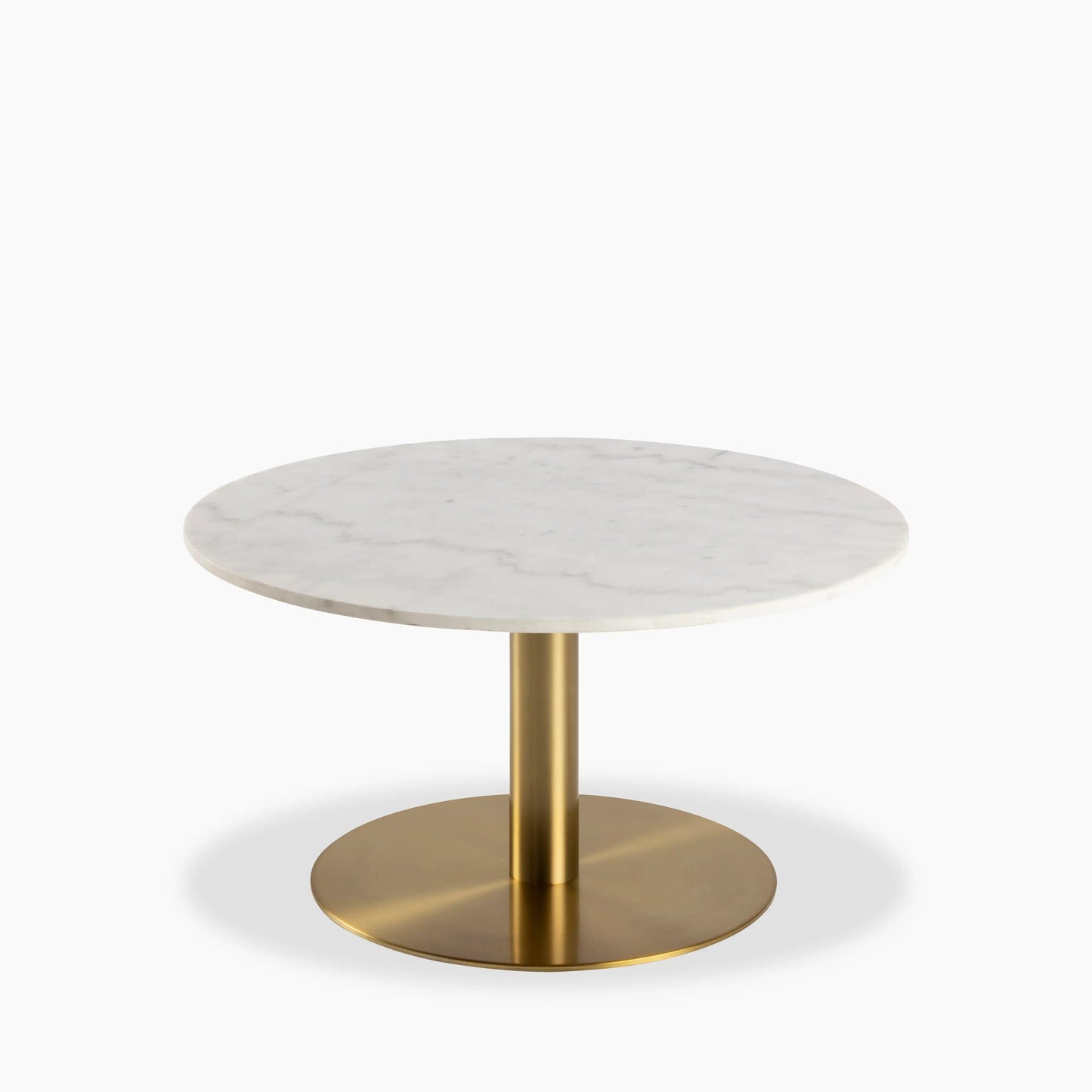 Round White Marble Kitchen Dining Table with Round Gold Brass Base