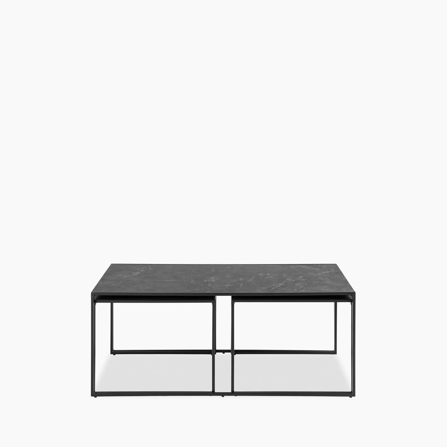 Set of 3 Black Marble Top Rectangle Nesting Tables