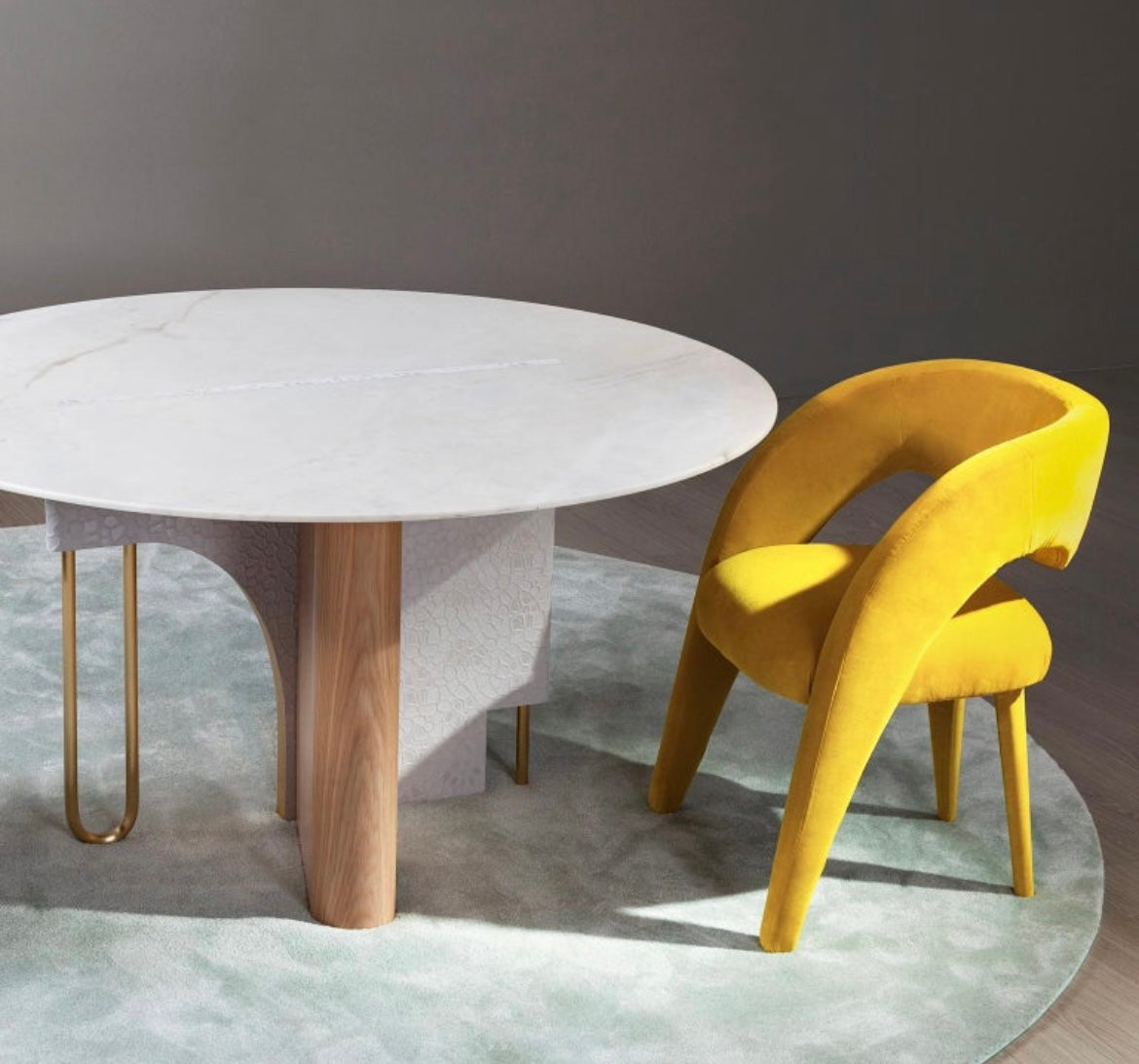 Modern Laurence Dining Chairs, Velvet Leather Handmade in Portugal