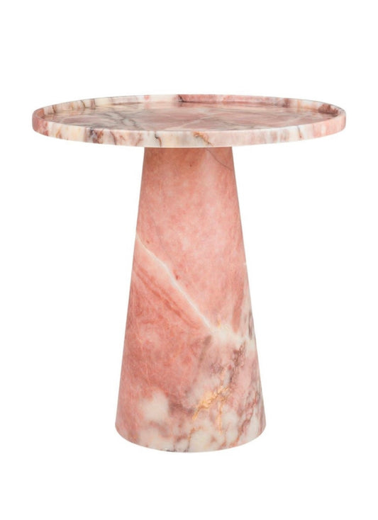 Pink Marble Pedestal Cone Side / End Table