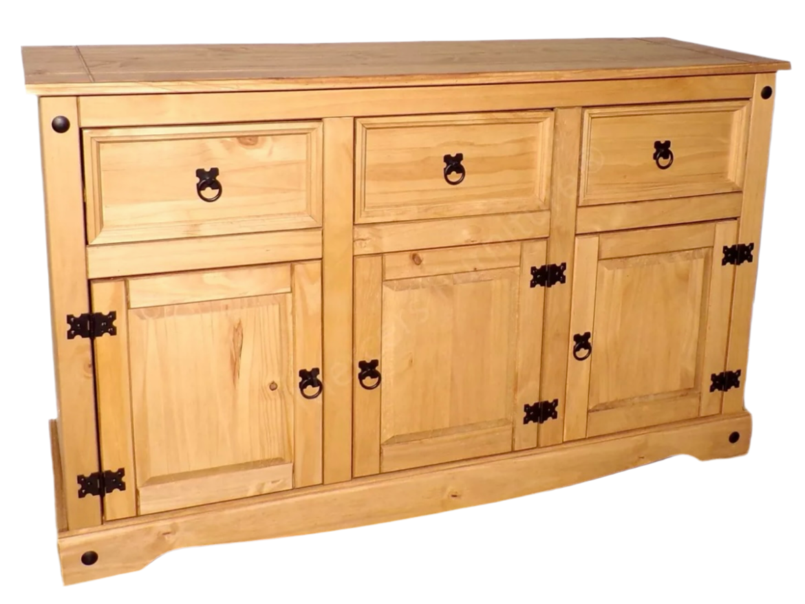 Large Traditional Wooden Sideboard with 3 Doors and 3 Drawers