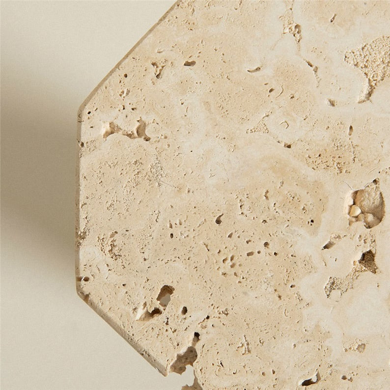 Travertine Sand Stone Side Tables Collection, Natural Stone End Tables