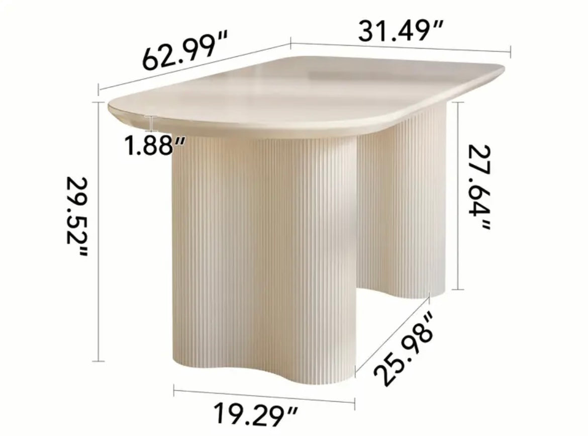 Minimalistic White ModernDining Table Seats 4-6